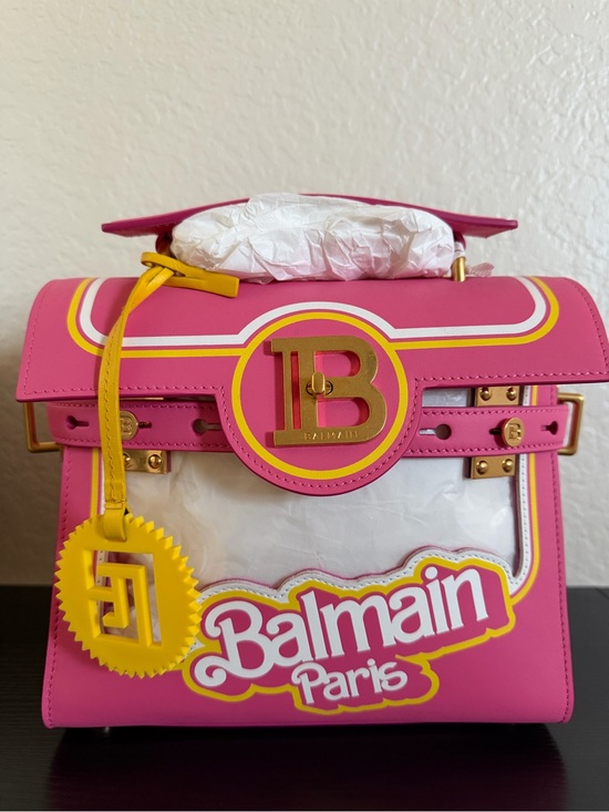 Balmain Handbags - Balmain x BARBIE collab Pink and Yellow Logo Satchel with Gold Hardware